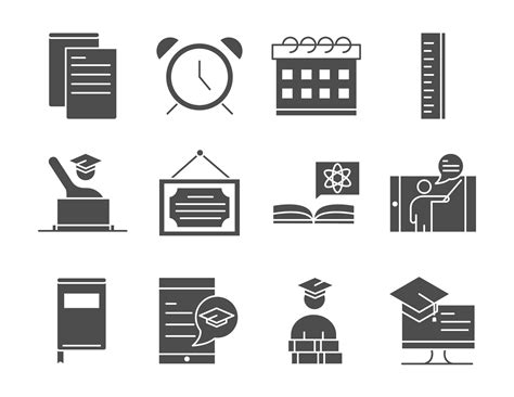 Teach School Education Learn Knowledge And Training Icons Set Silhouette Style Icon