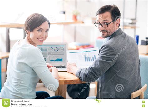 Cheerful Coworkers Cooperating Together Stock Image Image Of Career