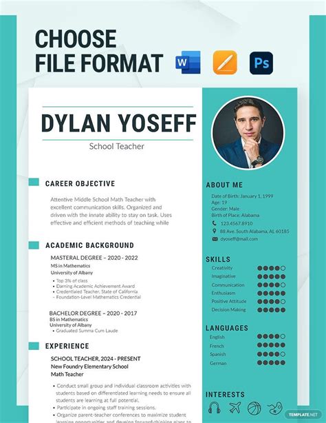 School Teacher Resume Template In Ms Word Pages Photoshop Download