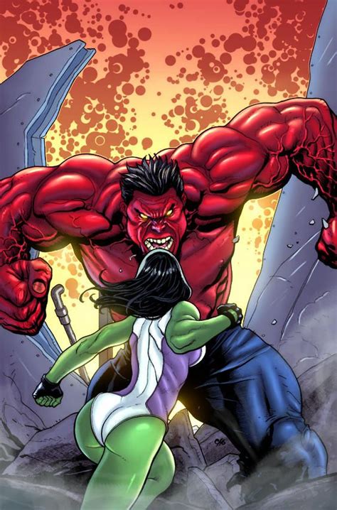 She Hulkvsred Hulk By Frank Chocolor By Angel Rd By Angelrd24 On