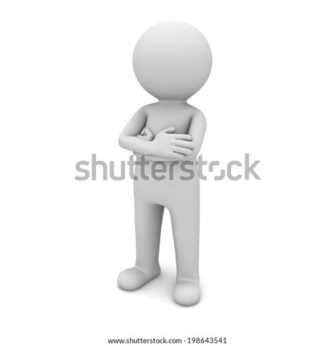 3d Man Standing Thinking Arms Crossed Stock Illustration 198643541
