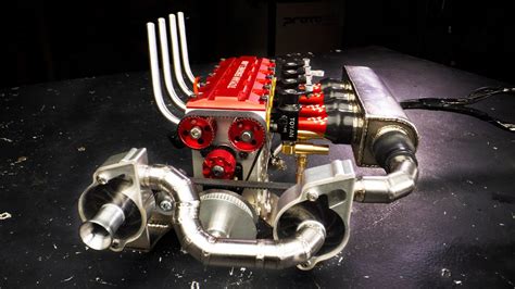 Twin Supercharged 4 Cylinder Nitro Rc Engine Youtube