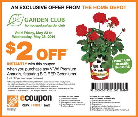 The Home Depot Canada Garden Club Printable Coupons Save 2 When You