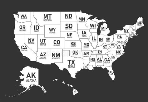 Map Of United States Of America With State Names And Abbreviations
