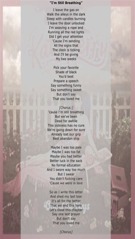 Lyrics Im Still Breathing One Of The Boys 2008 Katy Perry