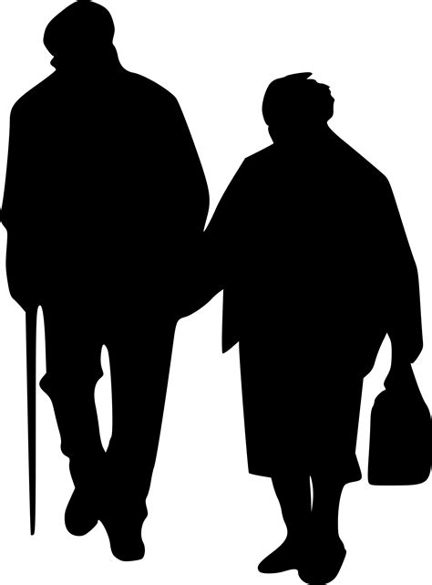 Old Couple Silhouette Elderly Couple Park Bench Wall Decal