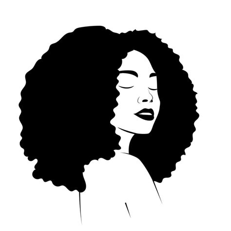 black afro african american girl woman lady vector portrait head face silhouette with natural