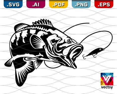 Bass Fishing SVG Fish Download Lure Clipart Sportfishing Etsy