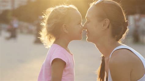 Portraits Of Mother With Daughter Hugging Stock Footage Sbv