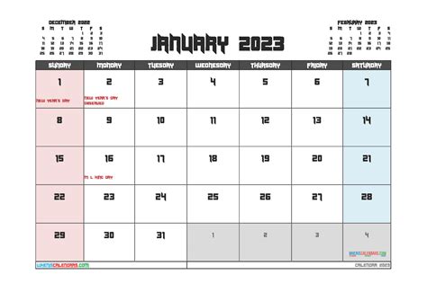 January 2023 Calendar Free Printable Calendar January 2023 Monday