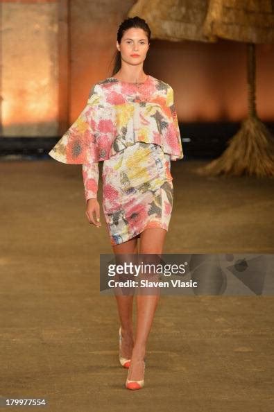 Model Lina Sandberg Walks The Runway At The Christian Siriano Fashion