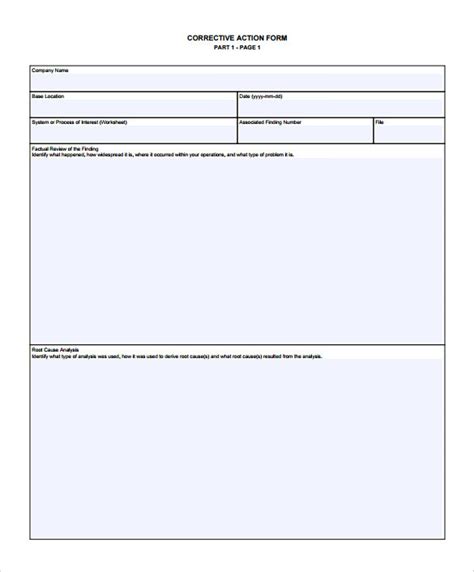 Free Printable Corrective Action Form Printable Forms Free Online