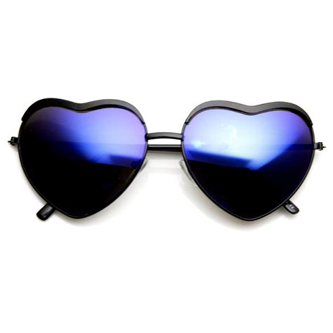 Womens Cute Heart Shape Revo Mirrored Lens Sunglasses Zerouv