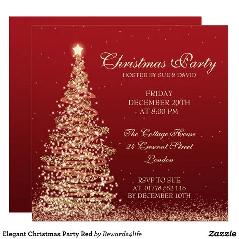 Elegant Christmas Party Red Invitation Zazzle Christmas Party