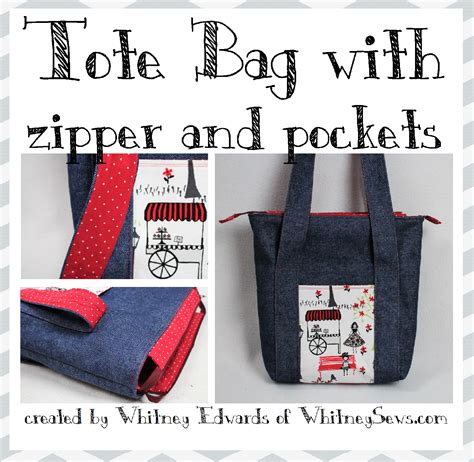 Zipper Tote Bag With Pockets Pdf Whitney Sews