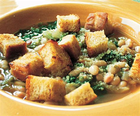 Strain the escarole and add the boiled escarole leaves into the pot with the garlic and onion. Escarole & White Bean Soup with Rustic Croutons - Recipe ...