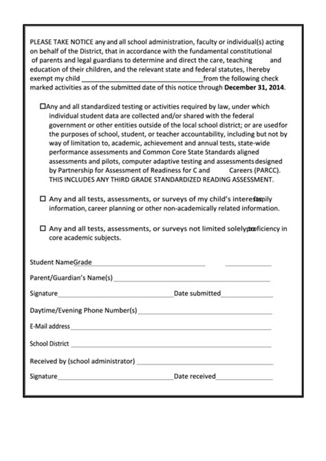 Common Core Opt Out Printable Pdf Download