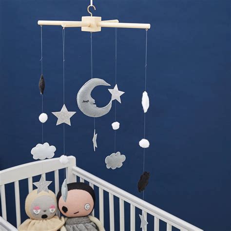 Felt Cloud Moon And Star Mobile By The Secret Craft House