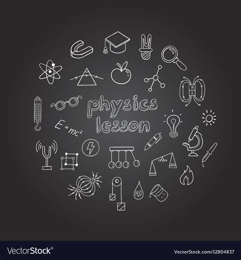 Physics Hand Drawn Icons Collection Royalty Free Vector