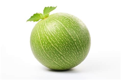Premium Ai Image Single Galia Melon Fruit Isolated White Background