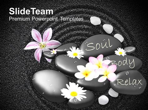 Spa Massage Stones With Flowers On Beautiful Powerpoint Templates Ppt