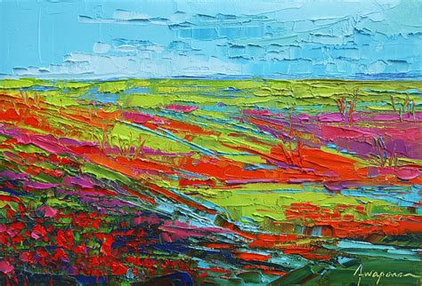 Poppy Field Modern Abstract Impressionistic Oil Painting