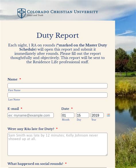 Duty Report Form Template Jotform