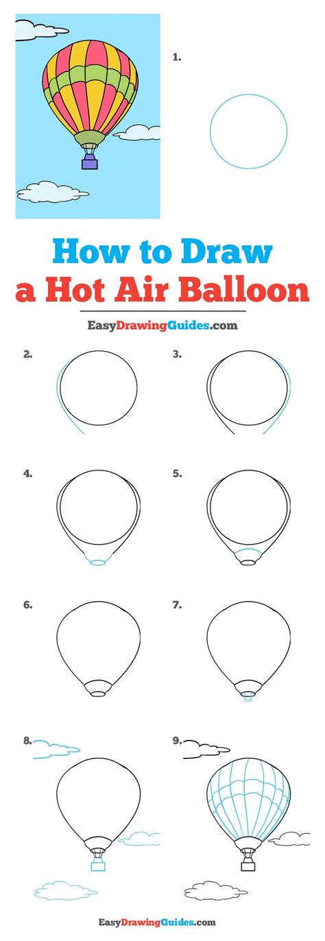 How To Draw A Hot Air Balloon Really Easy Drawing Tutorial