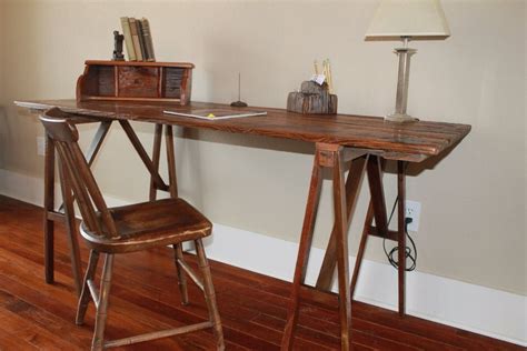 Reclaimed Barn Door Desk Table With Sawhorse By Restoringtexas
