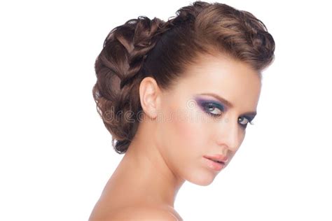 kvinna med makeup och frisyren fotografering för bildbyråer bild av framsida attraktiv 36011291