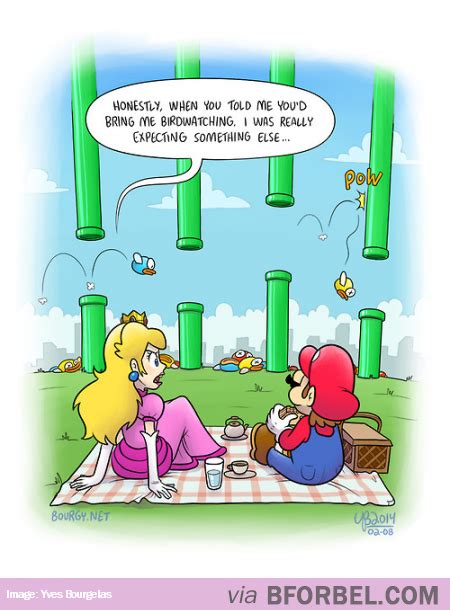 Mario Bringing Princess Peach Flappy Bird Watching Super Mario Bros