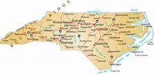 Full Map Of North Carolina With Cities And Towns Marked Stock ...