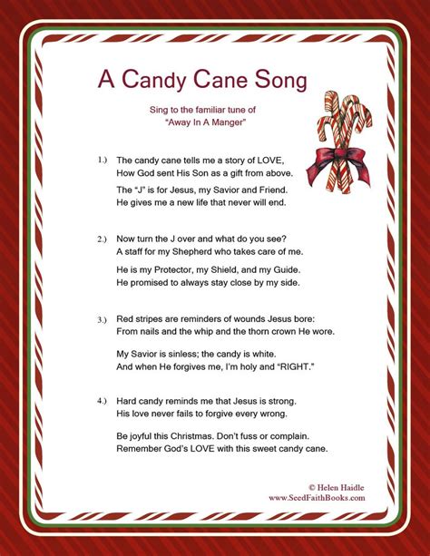 There are gift bags, books. Candy Cane Legend Song - PDF | Seed Faith Books