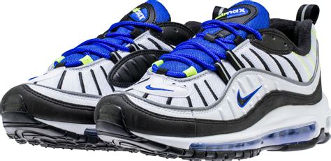 The nike air max 98 made its return in fine form just a few years ago. Nike Air Max 98 White Black Racer Blue Volt Release Date ...