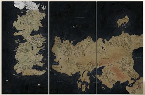 Game Of Thrones Map Leather Printgame Of Thrones Art Seven Kingdoms