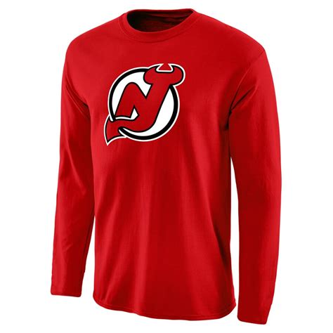 New Jersey Devils Team Primary Logo Long Sleeve T Shirt Red