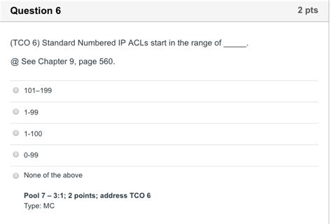 Which Statement Describes A Characteristic Of Standard Ipv4 Acls - Solved: Question 4 2 Pts (TCO 6) Which Statement Describes... | Chegg.com