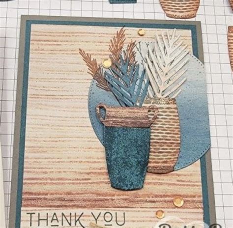 A Thank You Card With An Image Of A Vase And Some Plants On The Table