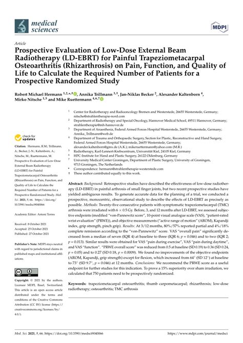 Pdf Prospective Evaluation Of Low Dose External Beam Radiotherapy Ld