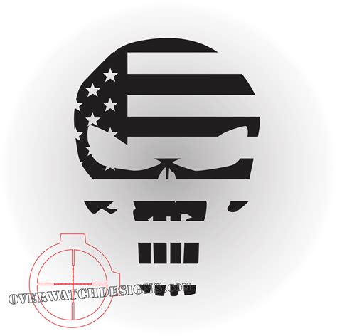 Punisher Skull With American Flag Overwatch Designs