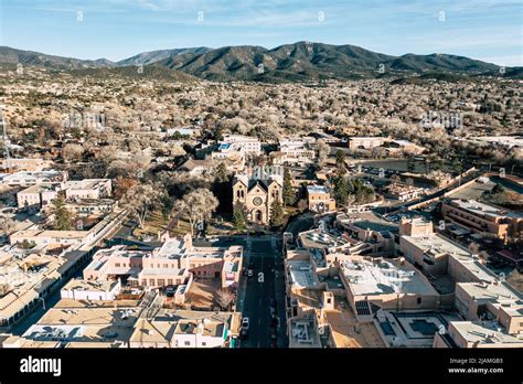 Aerial View Of Downtown Area Of Santa Fe New Mexico Stock Photo Alamy
