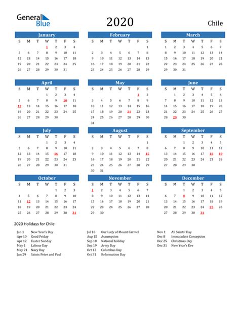 Download the printable 2021 calendar with holidays. 2020 Calendar - Chile with Holidays
