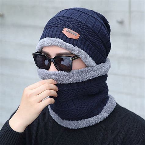 Coral Fleece Balaclava Winter Hat Beanies Unisex Hats Scarf Warm Breathable Wool Knitted Hat For