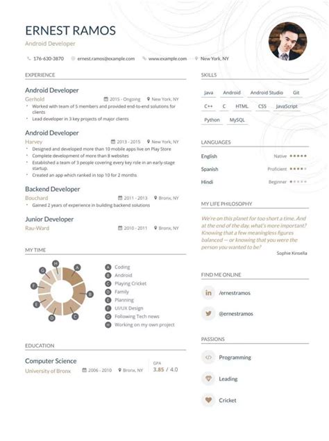 Write a resume for in this guide: Android Developer Fresher Resume Format - Briefkopf Beispiele