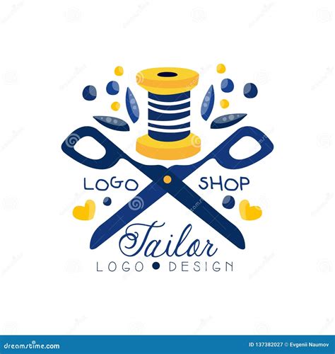 Tailor Shop Logo Design Sewing Company Fashion Designer Emblem Dress