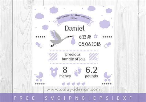 Free Birth Stats Board Svg Png Eps And Dxf By Caluya Design