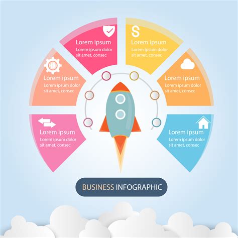 Business Data Infographic Process Chart With 6 Steps Vector And