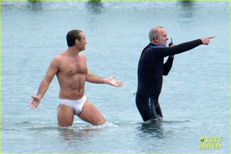Jude Law Swims In His Speedo For New Pope Beach Scene Photo 4270122 Jude Law Shirtless