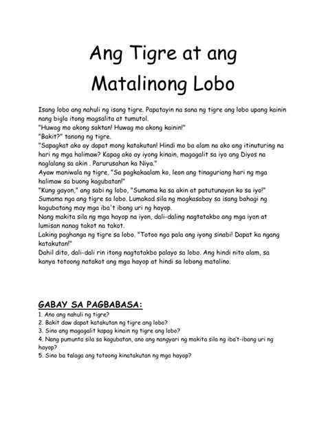 Ang Tigre At Ang Matalinong Lobo