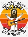 "Jesus Rocks Electric Guitar Christian Guitarist" Sticker by doodlerob ...